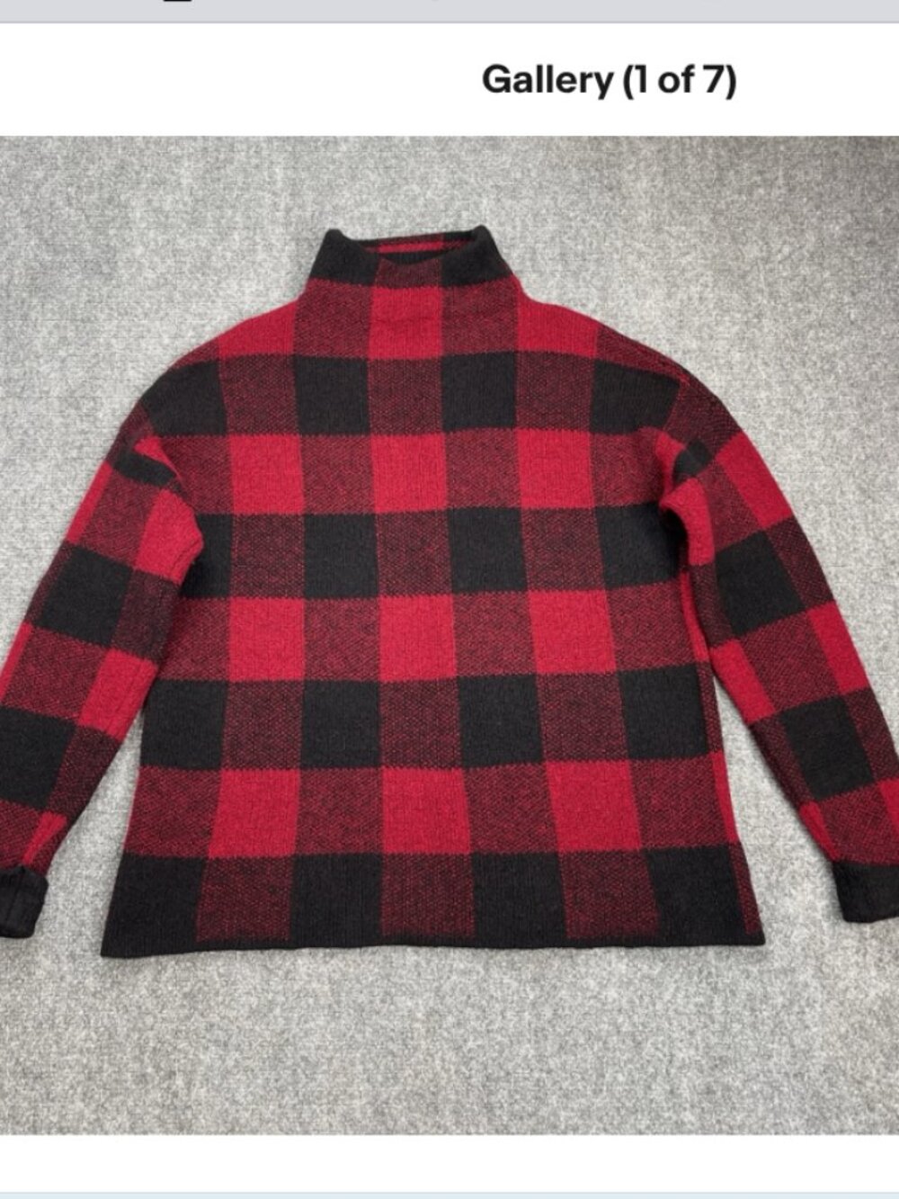 Tahari Women's Red Black Buffalo Plaid Funnel Neck Sweater NWT Sz L